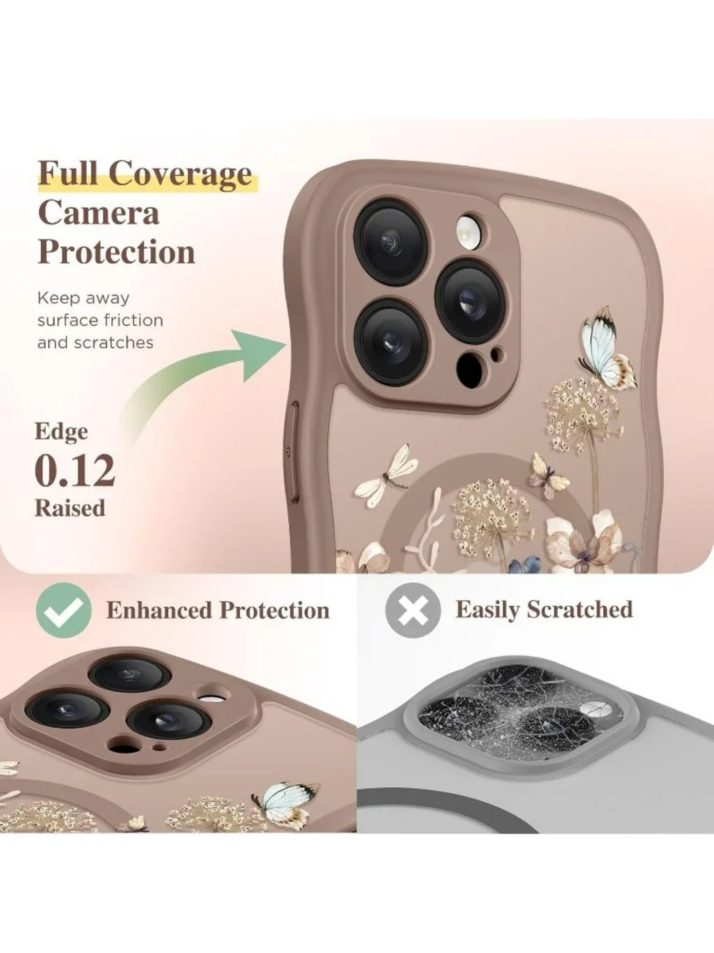iPhone 14 Pro Autumnflit/Brown Compatible with MagSafe Floral Translucent Case
